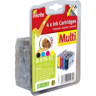 Set of 4 Compatible Brother LC51/LC970/LC1000 Black Cyan Yellow & Magenta Inkjet Cartridges