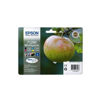 Set of 4 Original Epson Apple (T1295) High Yield Black Cyan Magenta & Yellow Inkjet Cartridges
