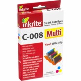 Set of 3 Compatible Canon CLI8C/Y/M Cyan Yellow & Magenta Inkjet Cartridges